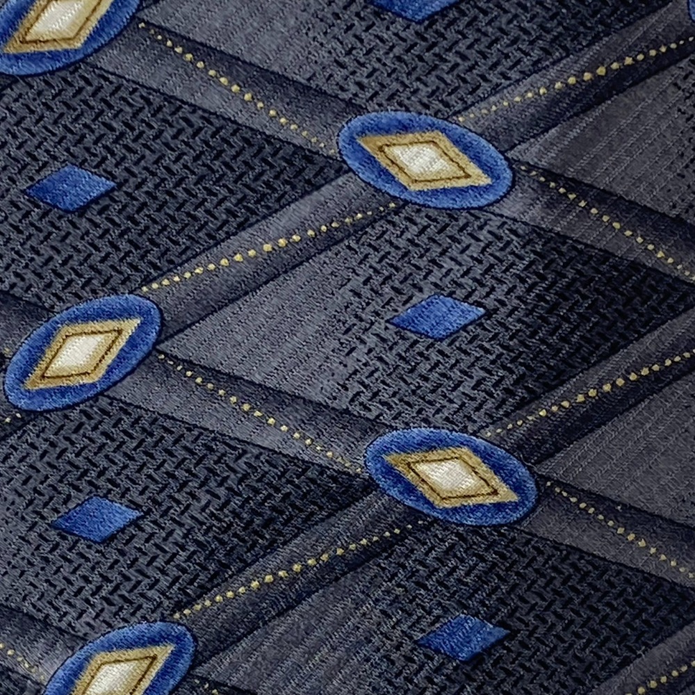 MEETING‎ STREET Necktie Mens Gray Blue Silk Geometric Wide Classic Dress 58x4 - Picture 5 of 5